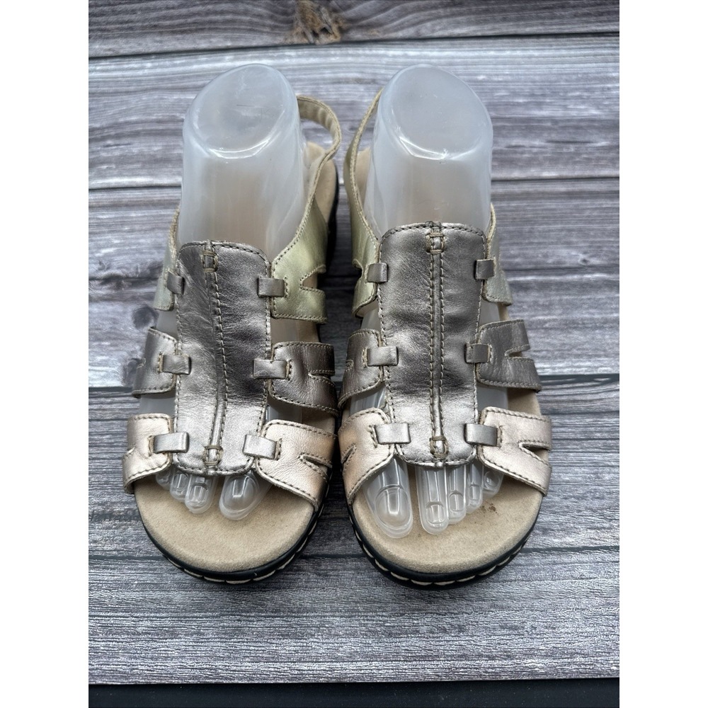 Clarks Collection Foliage Women Size 10 Gold Metallic Sandals Mob Wife EUC